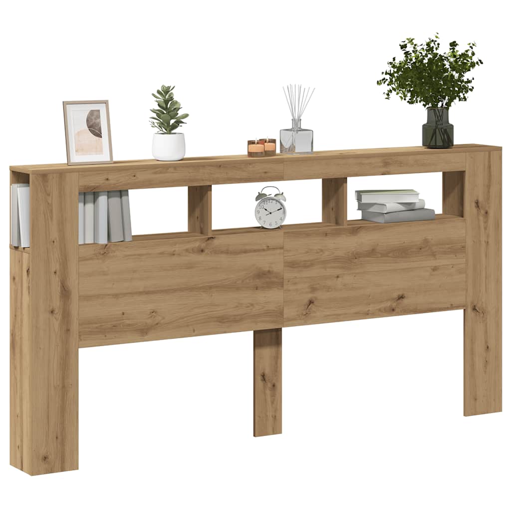LED Headboard Artisan Oak 200x18.5x103.5 cm Engineered Wood
