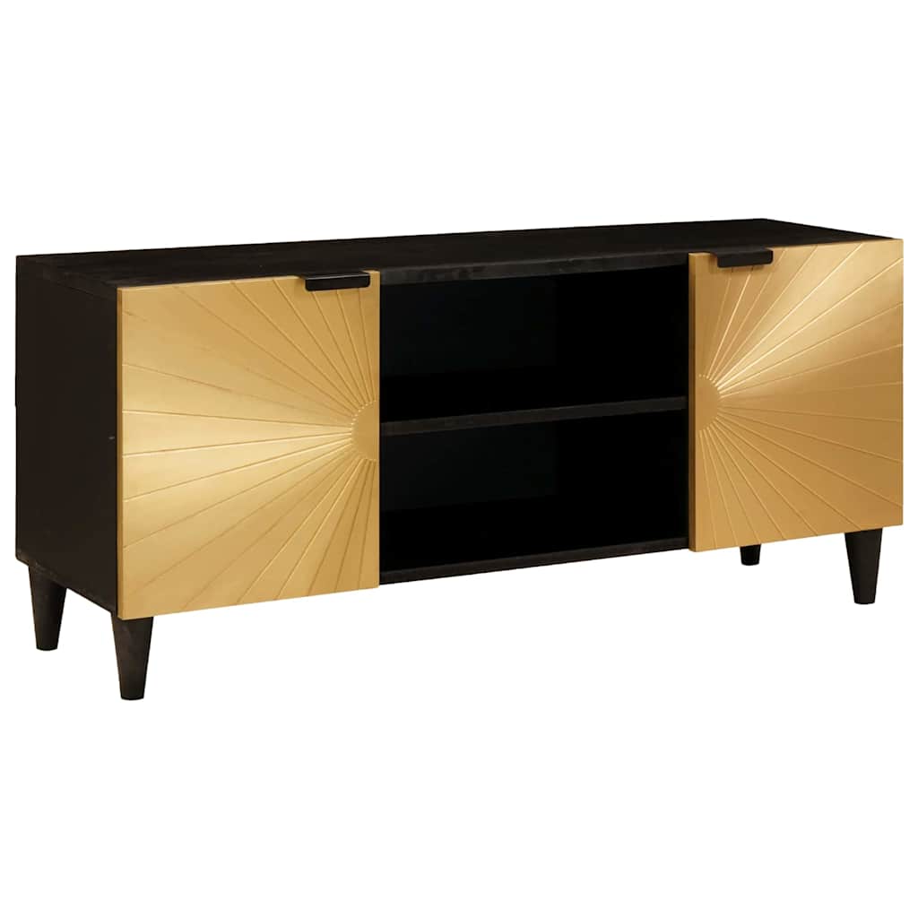 TV Cabinet Black and Gold 105 x 33 x 46 cm Solid mango wood