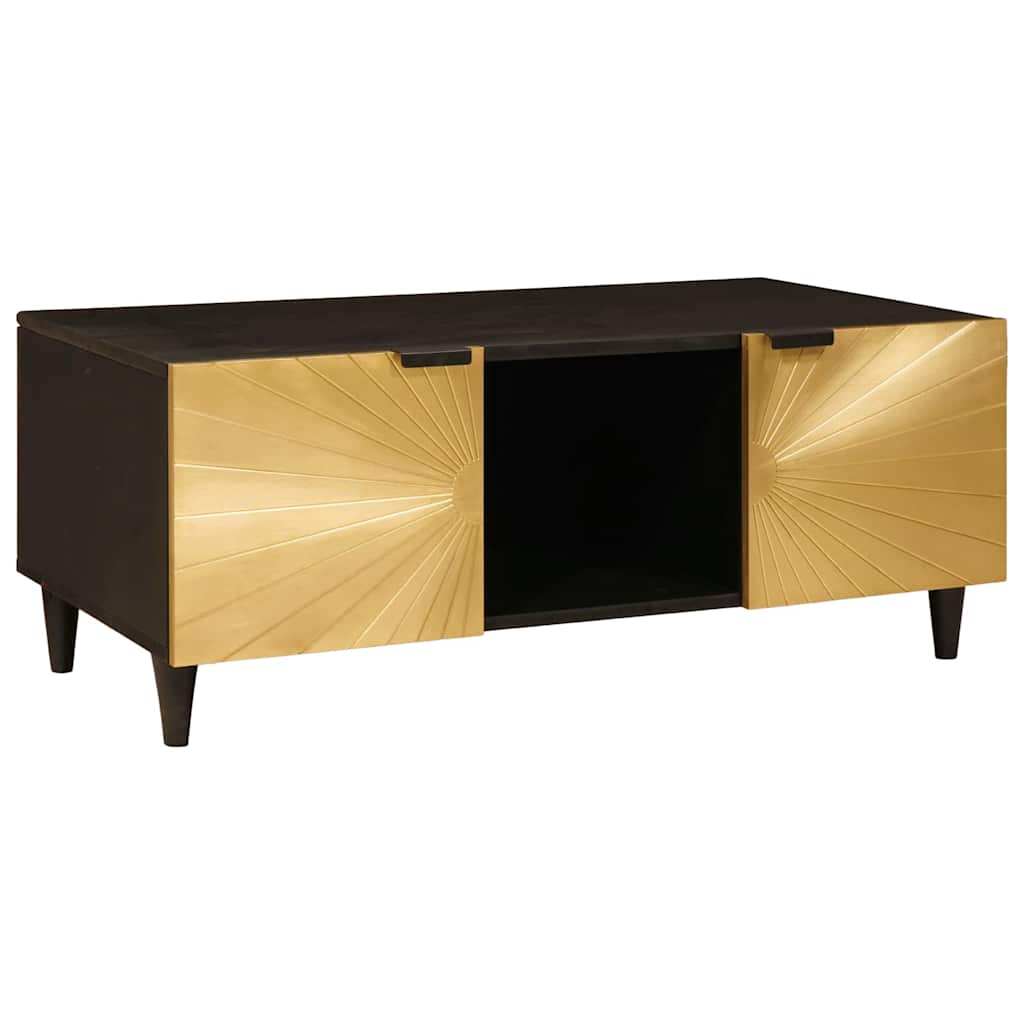 Coffee Table Black and Gold 100 x 54 x 40 cm Solid mango wood