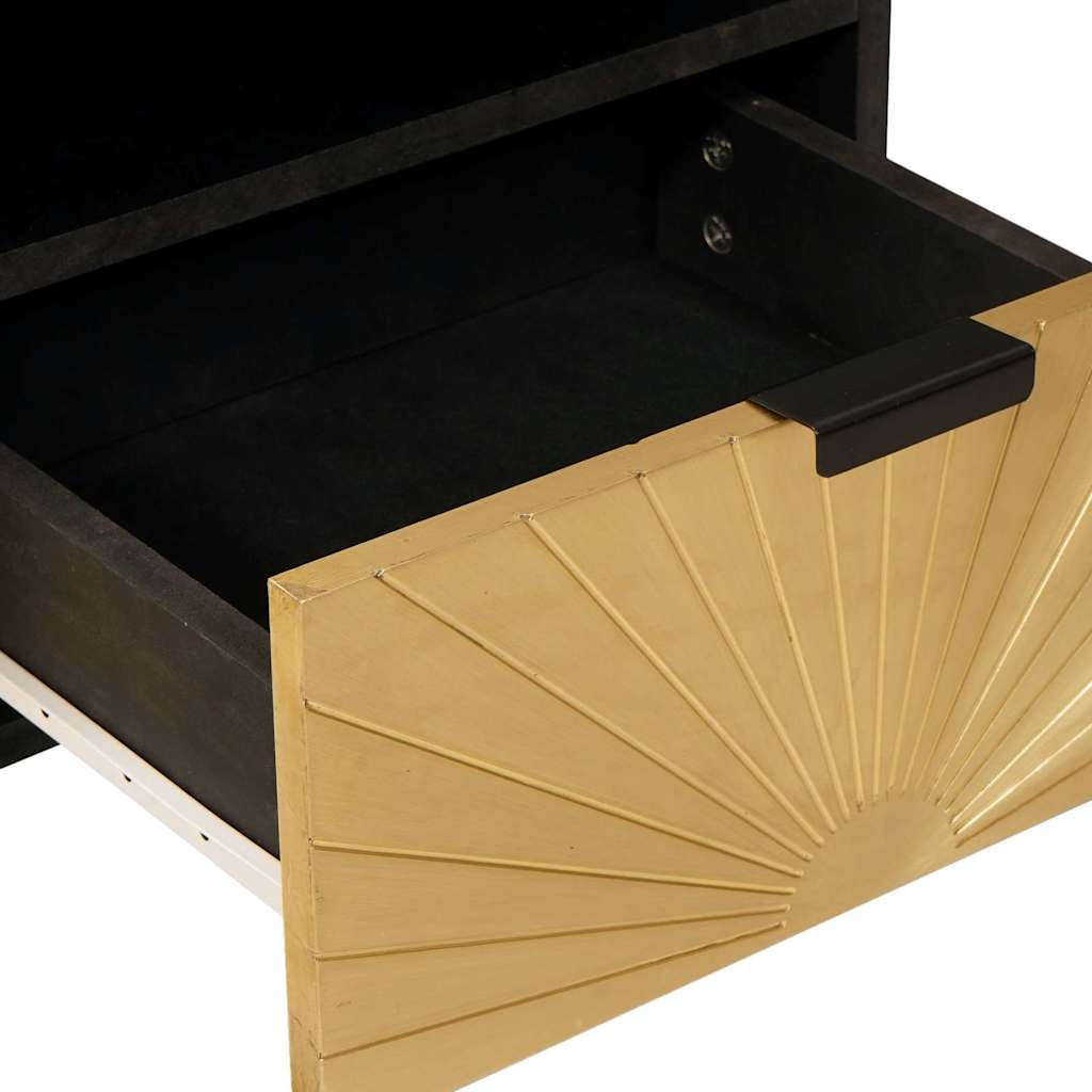 Coffee Table Black and Gold 80 x 54 x 40 cm Solid mango wood