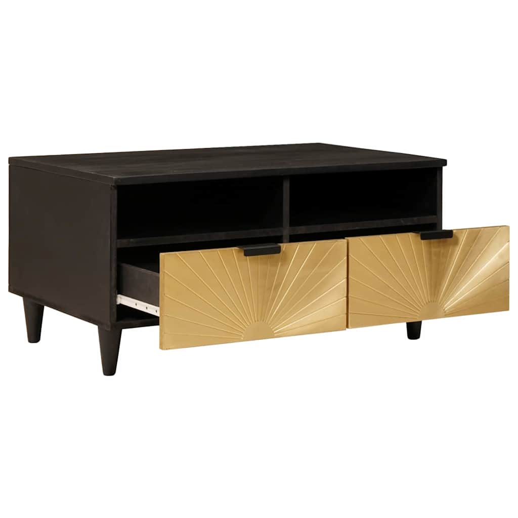 Coffee Table Black and Gold 80 x 54 x 40 cm Solid mango wood