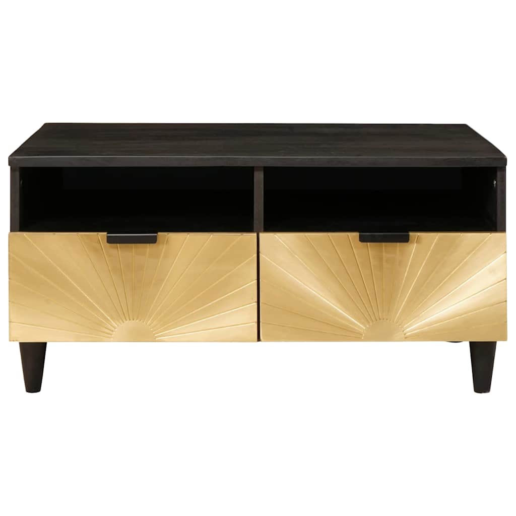 Coffee Table Black and Gold 80 x 54 x 40 cm Solid mango wood