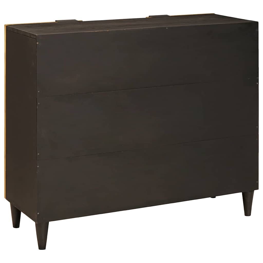 Side Cabinet Black and Gold 90 x 33.5 x 75 cm Solid mango wood