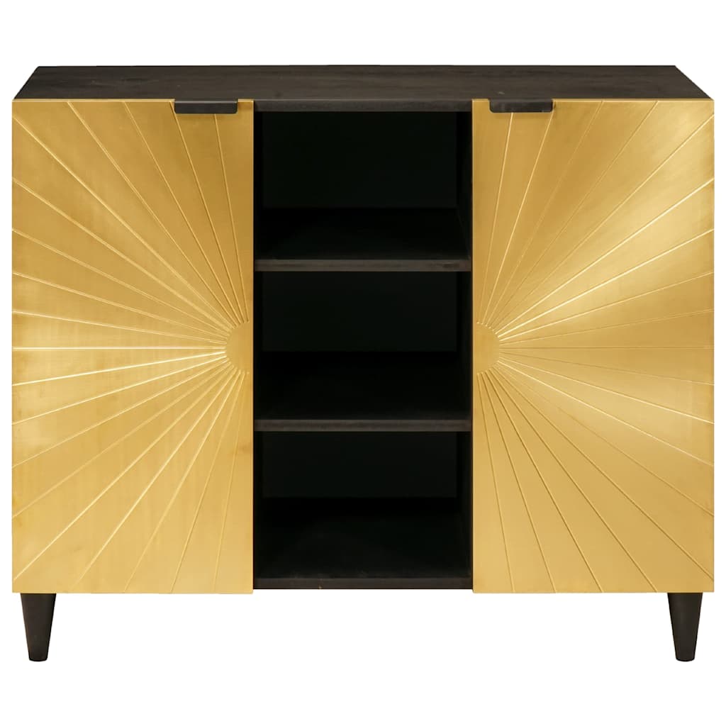 Side Cabinet Black and Gold 90 x 33.5 x 75 cm Solid mango wood