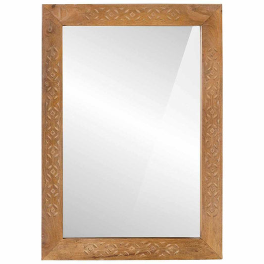 Mirror With Mirror Light Brown 57 X 70 X 3 Cm Solid Mango Wood