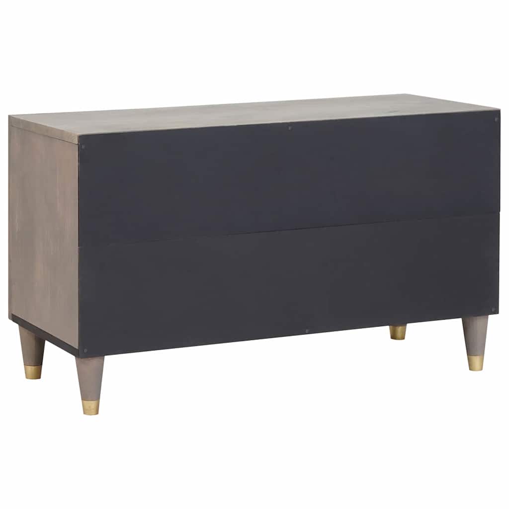 TV Cabinet Grey and Gold 80 x 31.5 x 46 cm Solid Mango wood