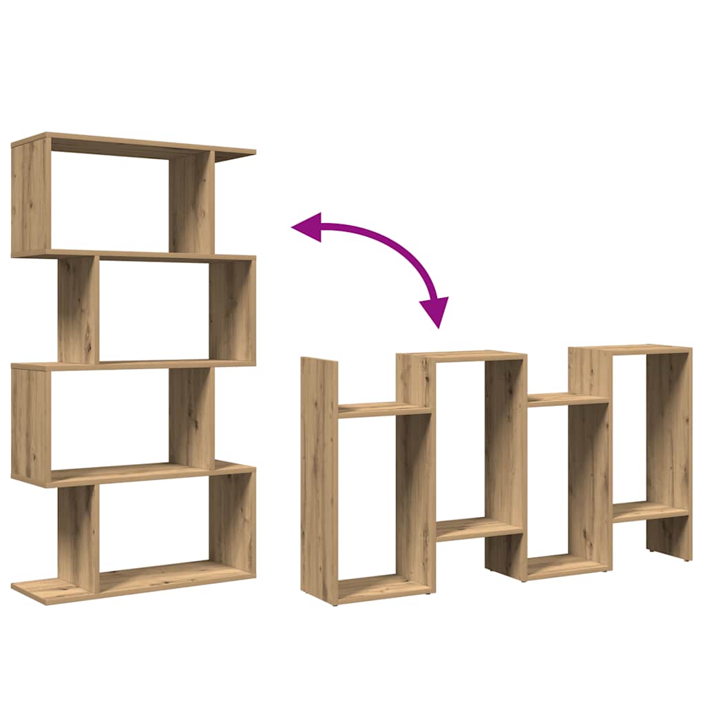 Room Divider Bookcase 4-Tier Artisan Oak 70x24x129 cm Engineered Wood