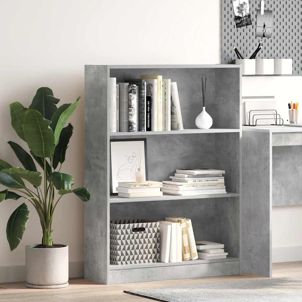 Bookcase Concrete Grey 80x24x109 cm Engineered Wood