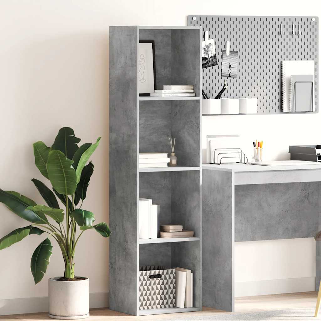 Bookcase Concrete Grey 40x30x152 cm Engineered Wood