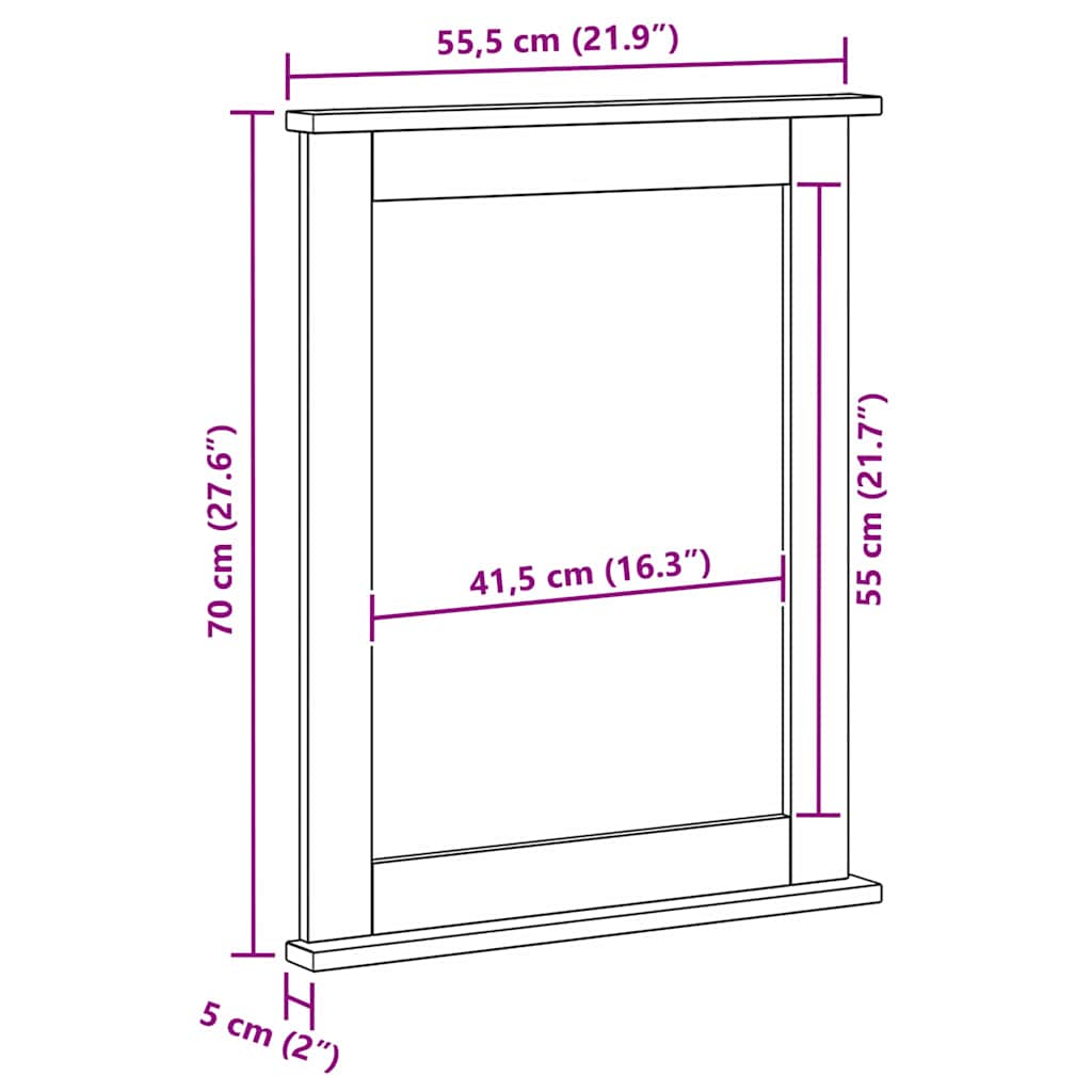 Mirror Vigo 55.5 X 5 X 70 Cm Solid Pine Wood