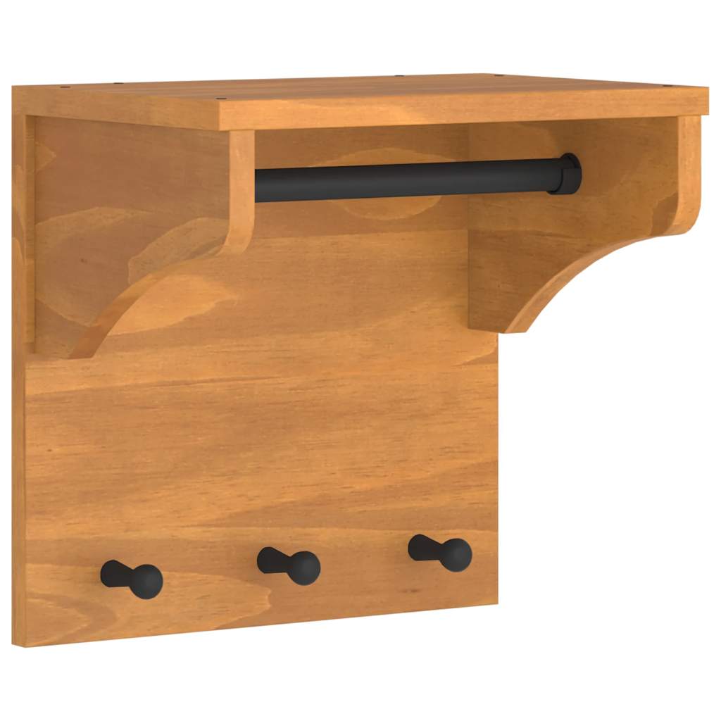 Wall-mounted Coat Rack SANDNES 43x30x42 cm Solid Wood Pine