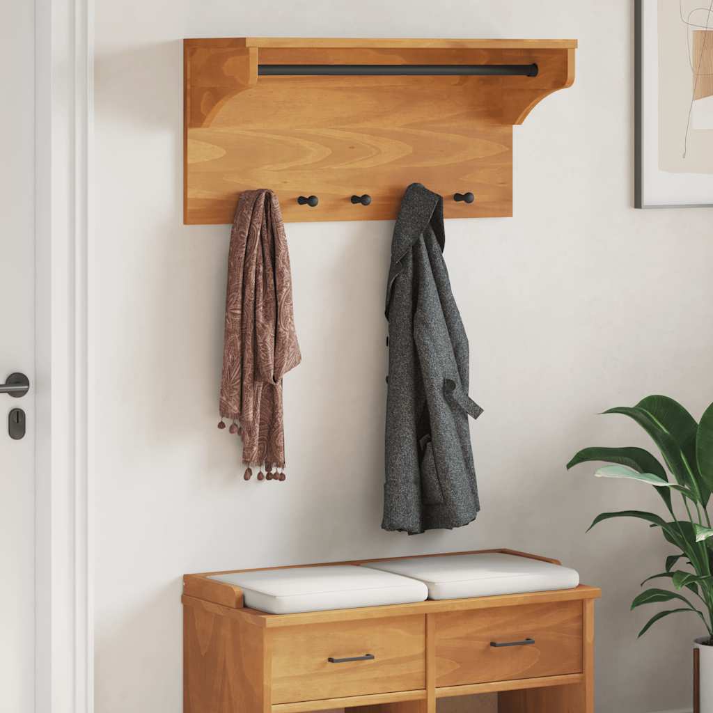Wall-mounted Coat Rack SANDNES 87x30x42 cm Solid Wood Pine