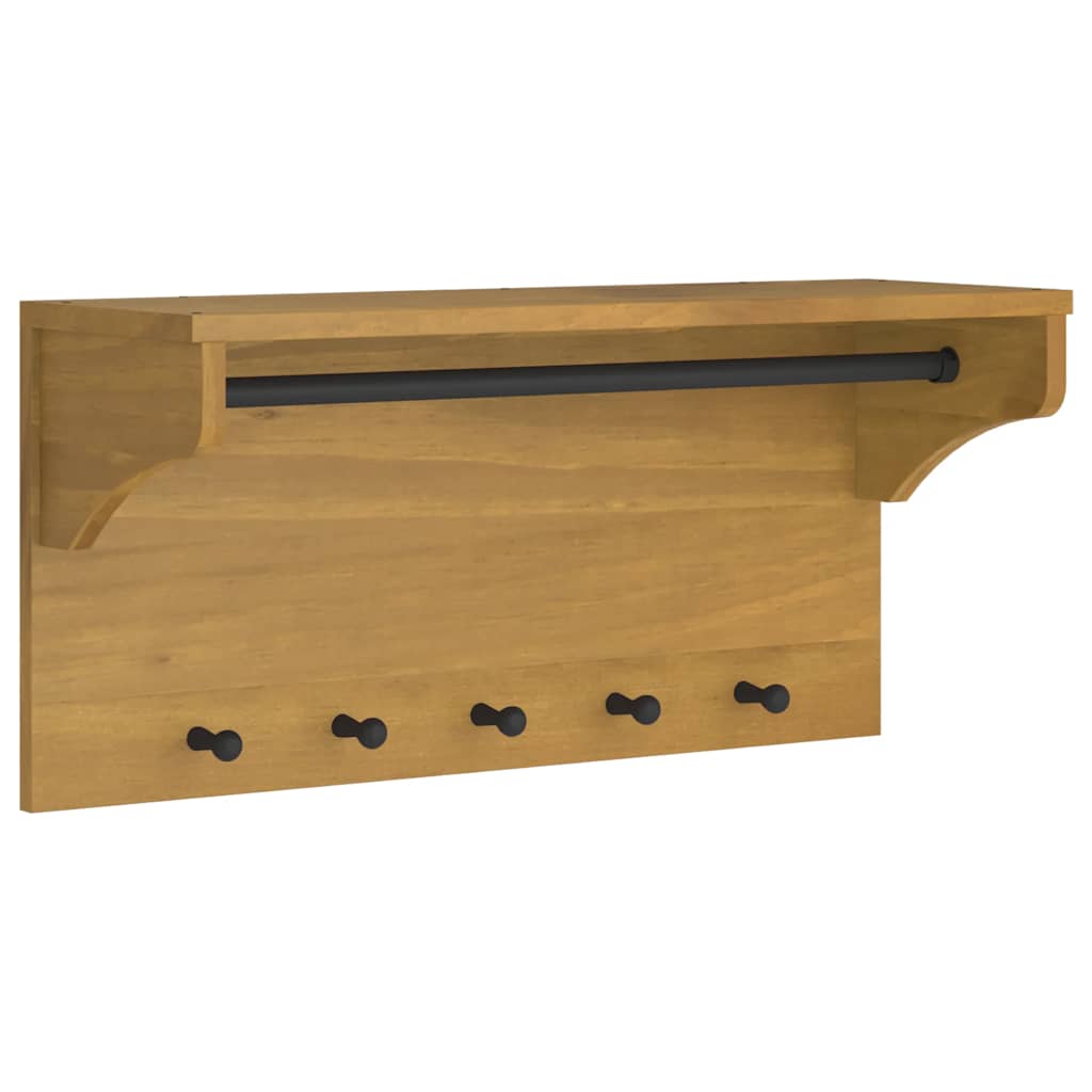 Wall-mounted Coat Rack SANDNES 87x30x42 cm Solid Wood Pine