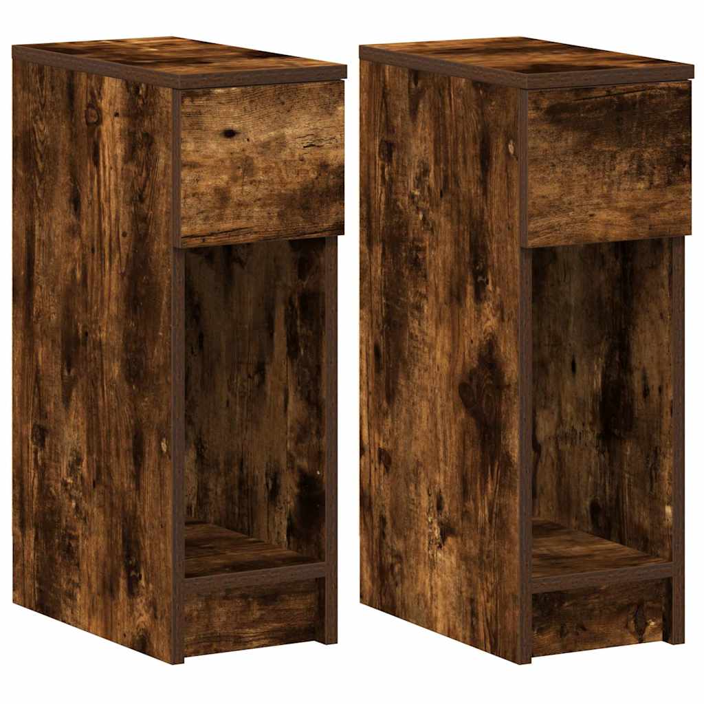 Bedside Cabinets with Drawer 2 pcs Smoked Oak 20x36x60 cm