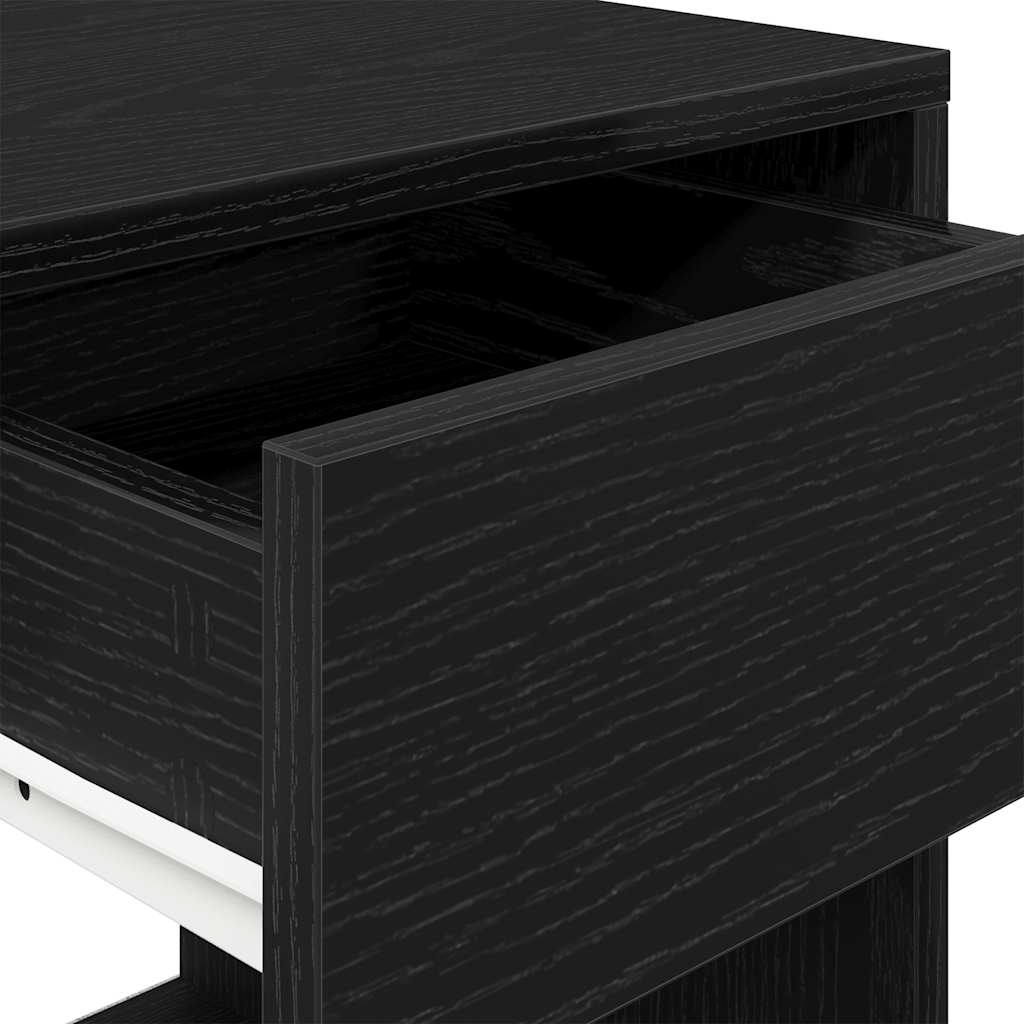 Bedside Cabinets with Drawer 2 pcs Black Oak 35x34x66.5 cm
