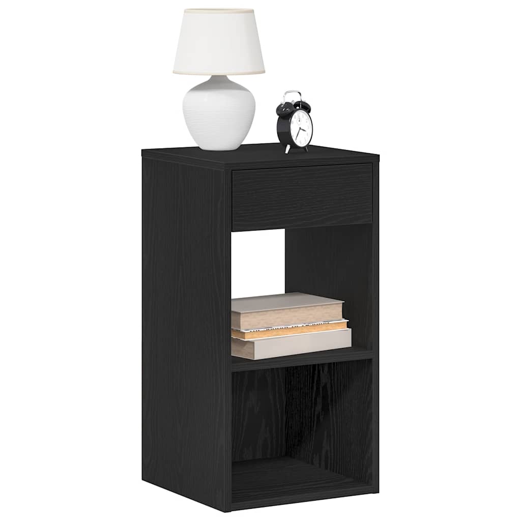 Bedside Cabinets with Drawer 2 pcs Black Oak 35x34x66.5 cm