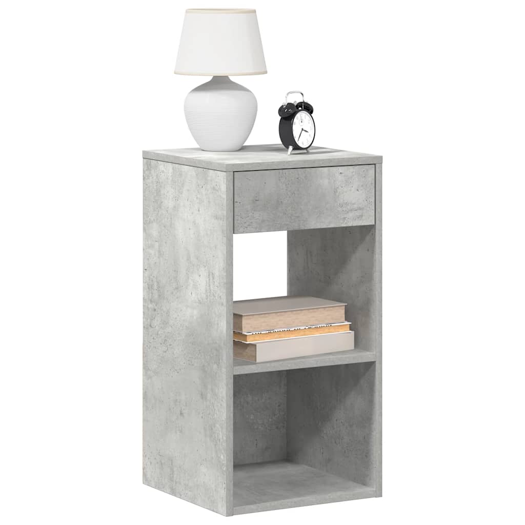 Bedside Cabinet with Drawer Concrete Grey 35x34x66.5 cm