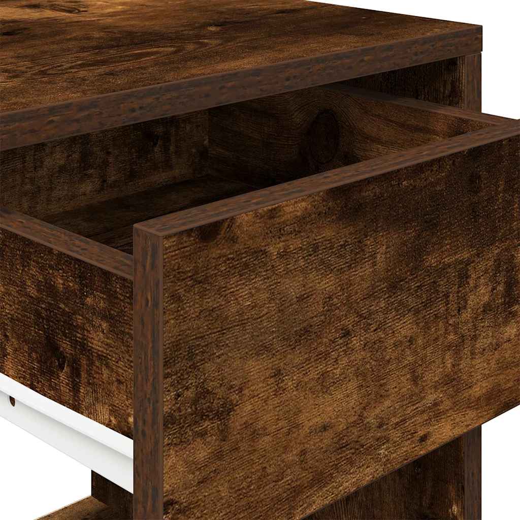 Bedside Cabinet with Drawer Smoked Oak 35x34x66.5 cm