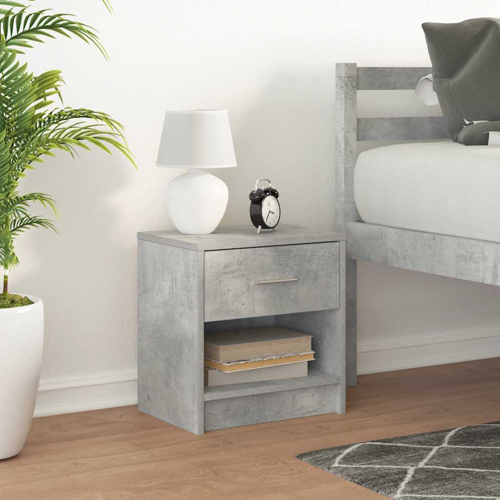 Bedside Cabinet with Drawer Concrete Grey 39x28x41 cm