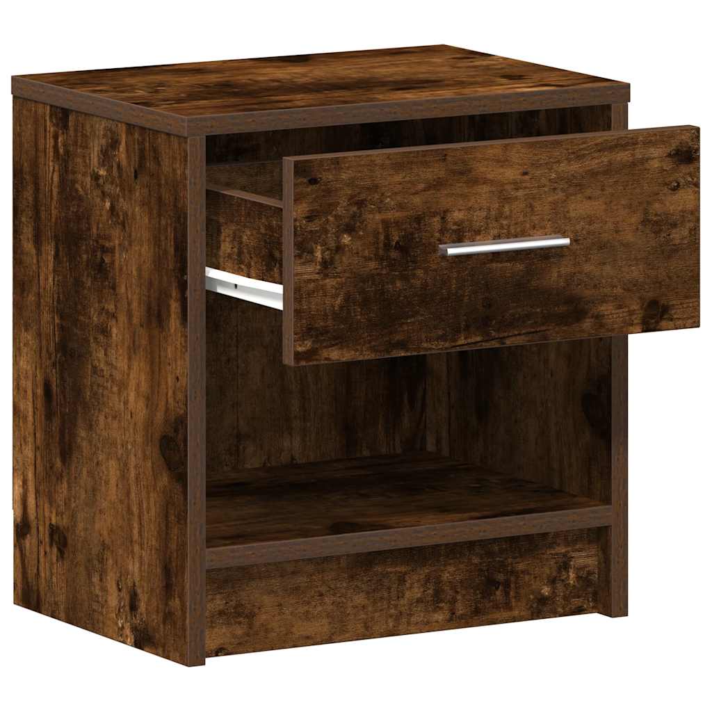 Bedside Cabinets 2 pcs with Drawer Smoked Oak 39x28x41 cm