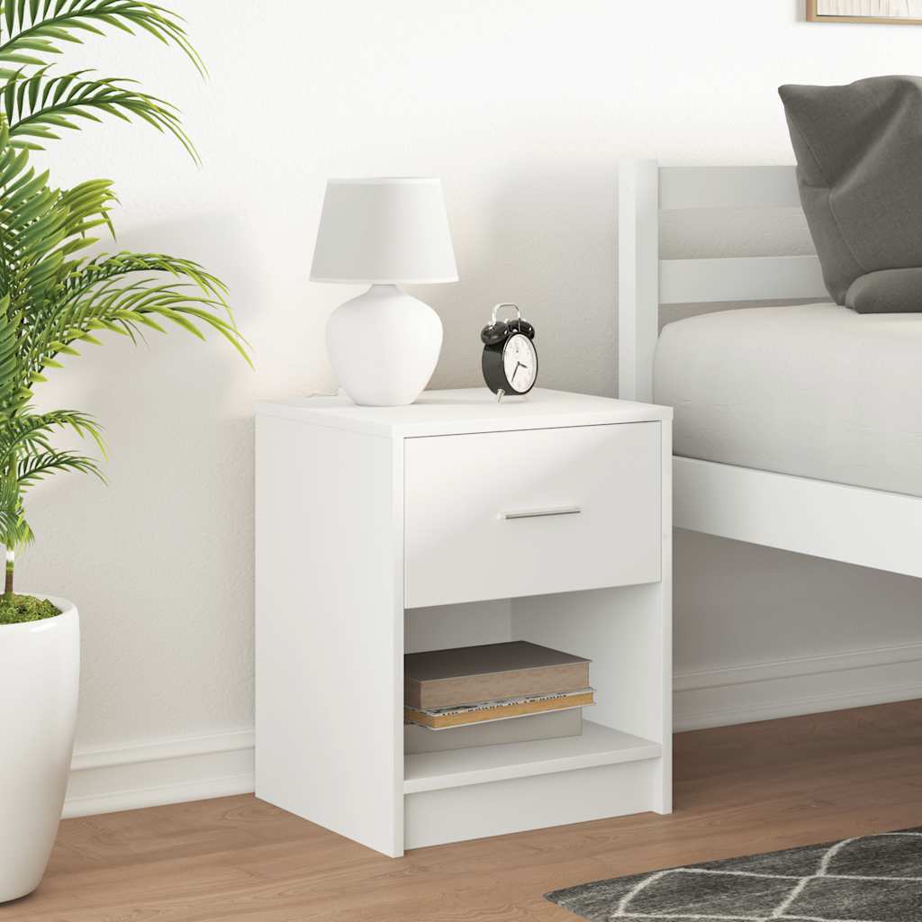 Bedside Cabinet with Drawer White 40x34x50 cm
