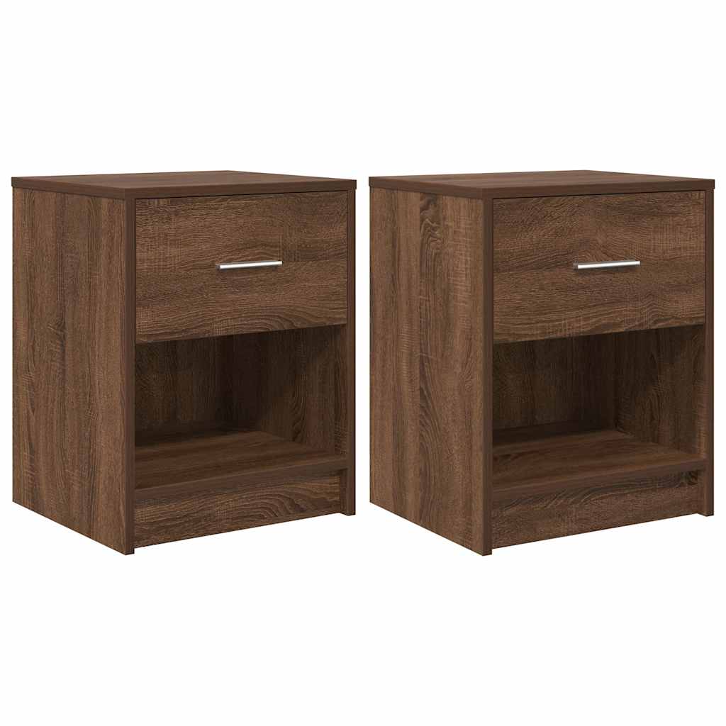 Bedside Cabinets 2 pcs with Drawer Brown Oak 40x34x50 cm