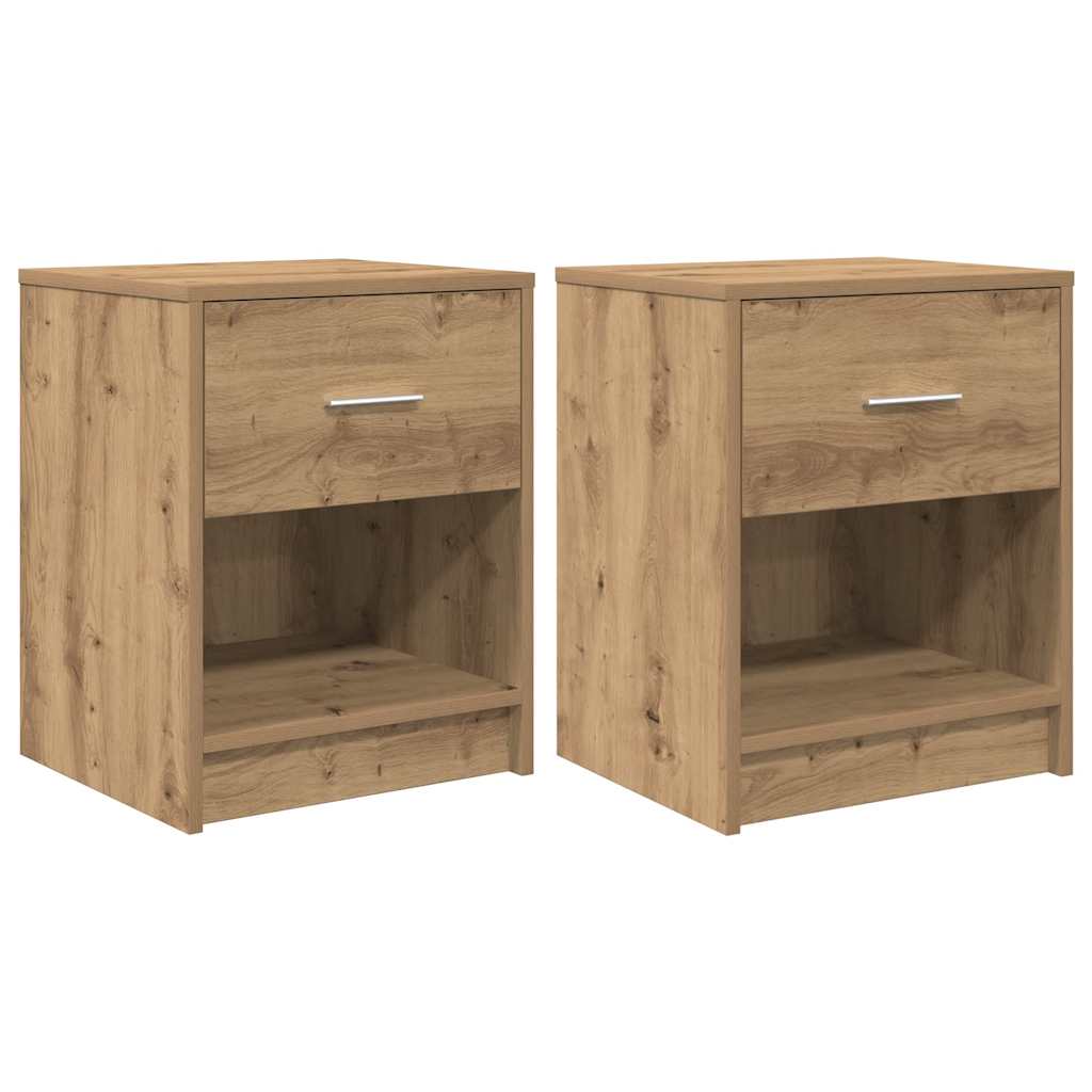 Bedside Cabinets 2 pcs with Drawer Artisan Oak 40x34x50 cm
