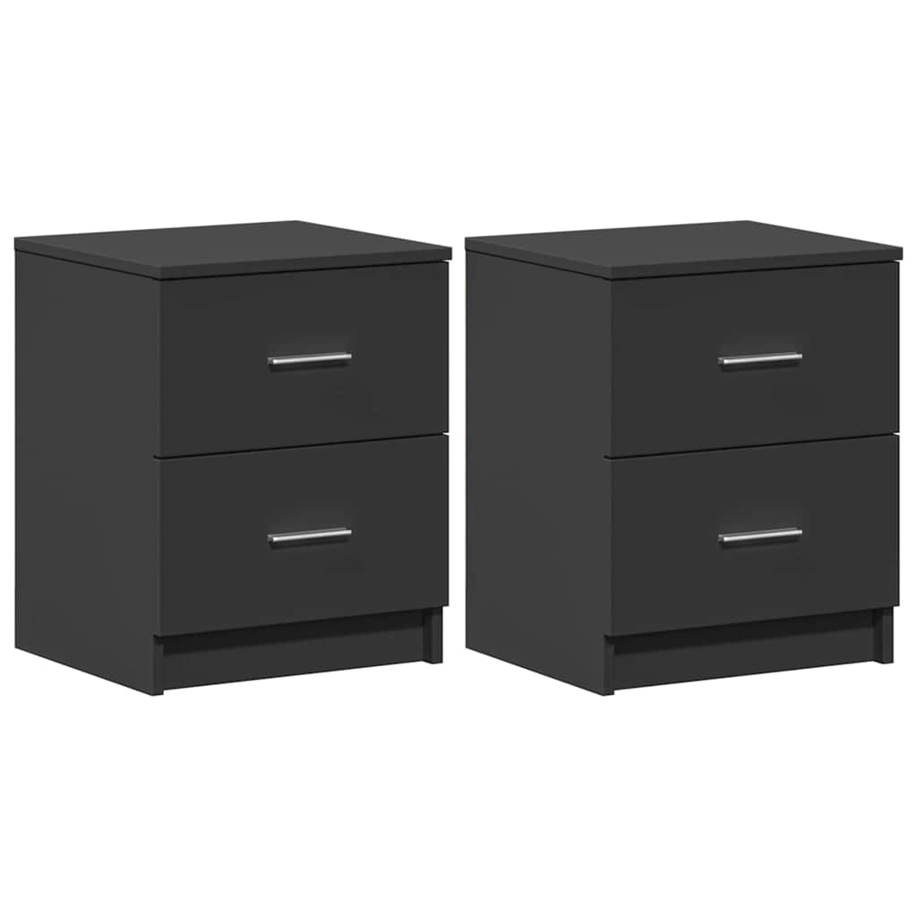 Bedside Cabinets 2 pcs with 2 Drawers Black 40x36x50 cm