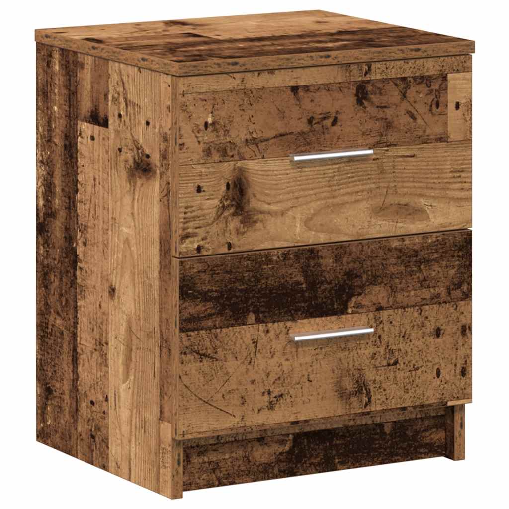 Bedside Cabinet with 2 Drawers Old Wood 40x36x50 cm