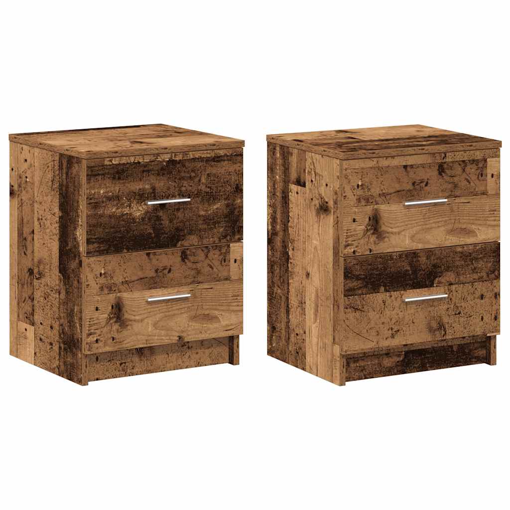 Bedside Cabinets 2 pcs with 2 Drawers Old Wood 40x36x50 cm