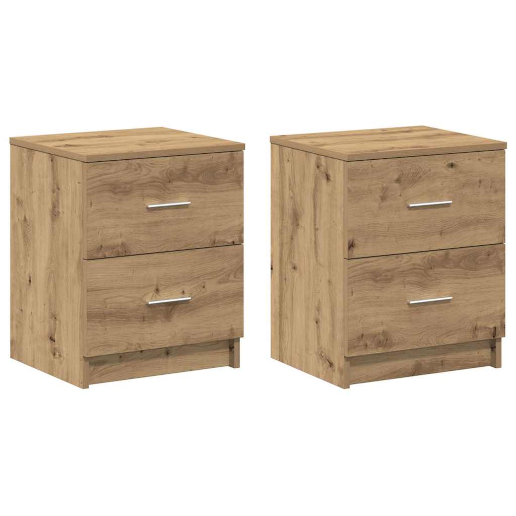 Bedside Cabinets 2 pcs with 2 Drawers Artisan Oak 40x36x50 cm