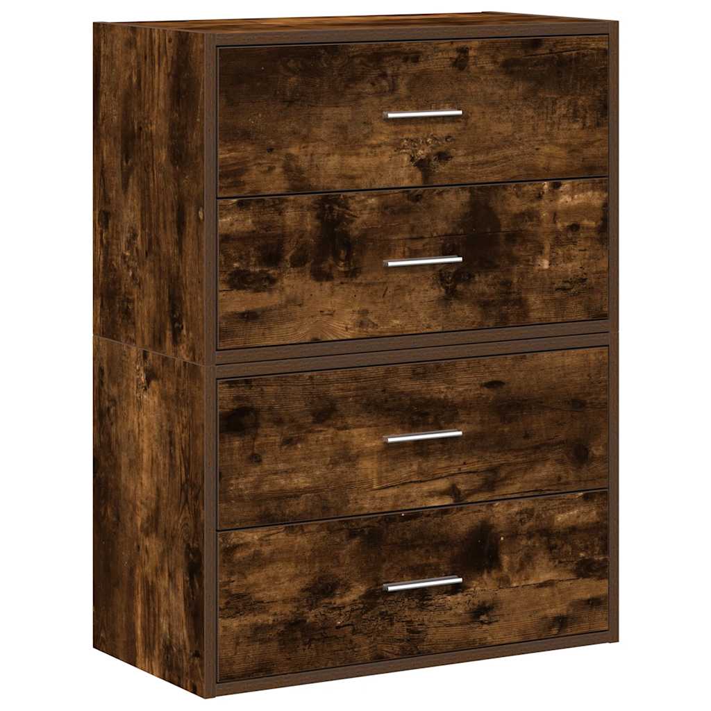 Cabinets with 2 Drawers 2 pcs Smoked Oak 60x31x40 cm Engineered Wood
