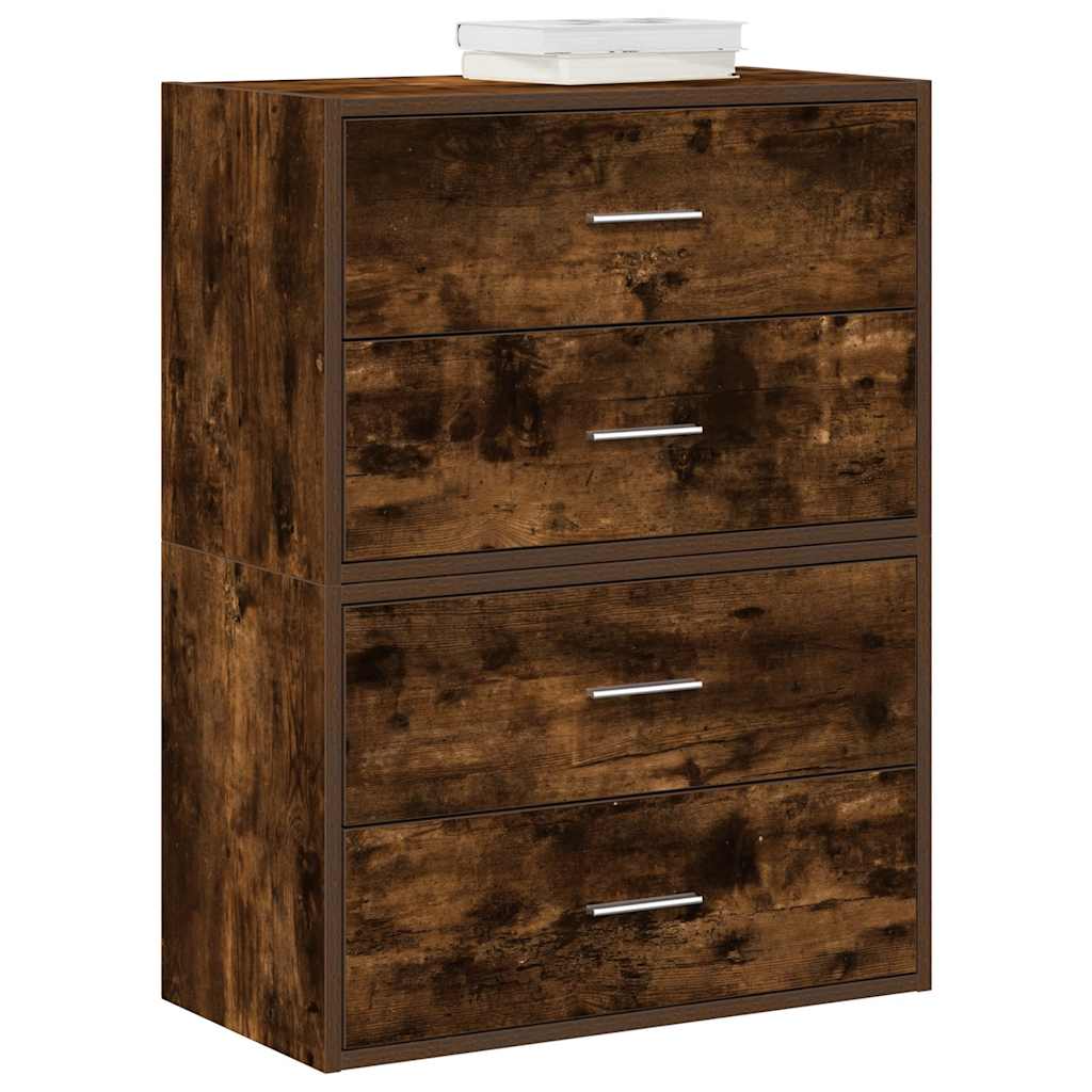 Cabinets with 2 Drawers 2 pcs Smoked Oak 60x31x40 cm Engineered Wood