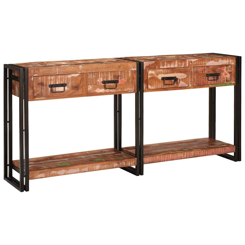 Console Tables Set with Drawer with Shelf 2 pcs Multicolour