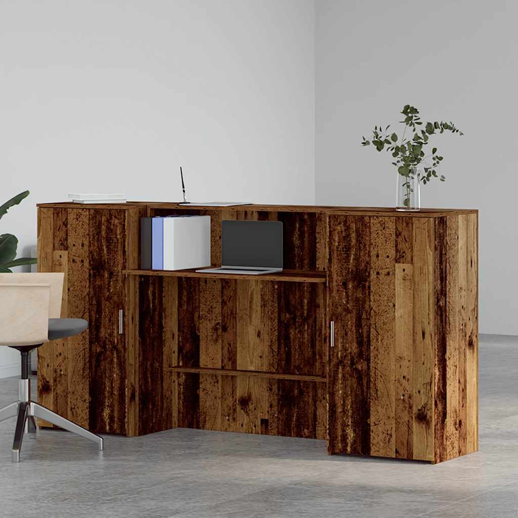 Reception Desk Old Wood 200x50x103.5 cm Engineered Wood