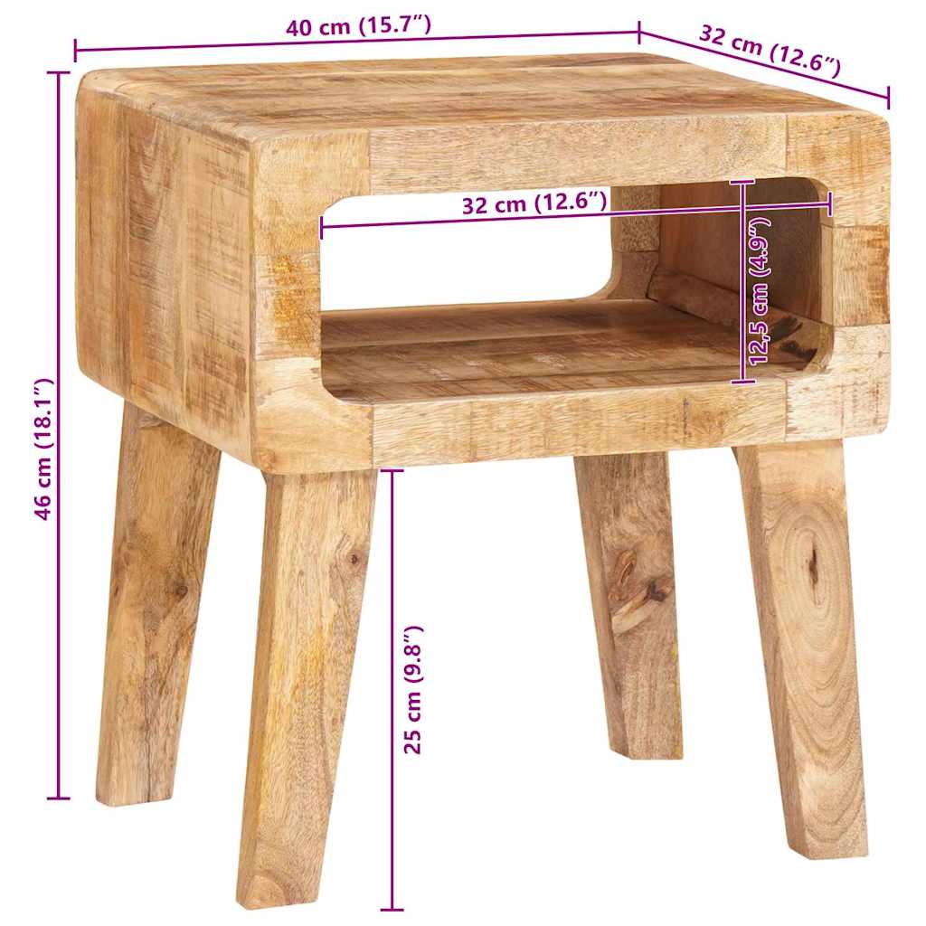 End Tables with Shelf 40 x 32 x 46 cm Solid mango wood