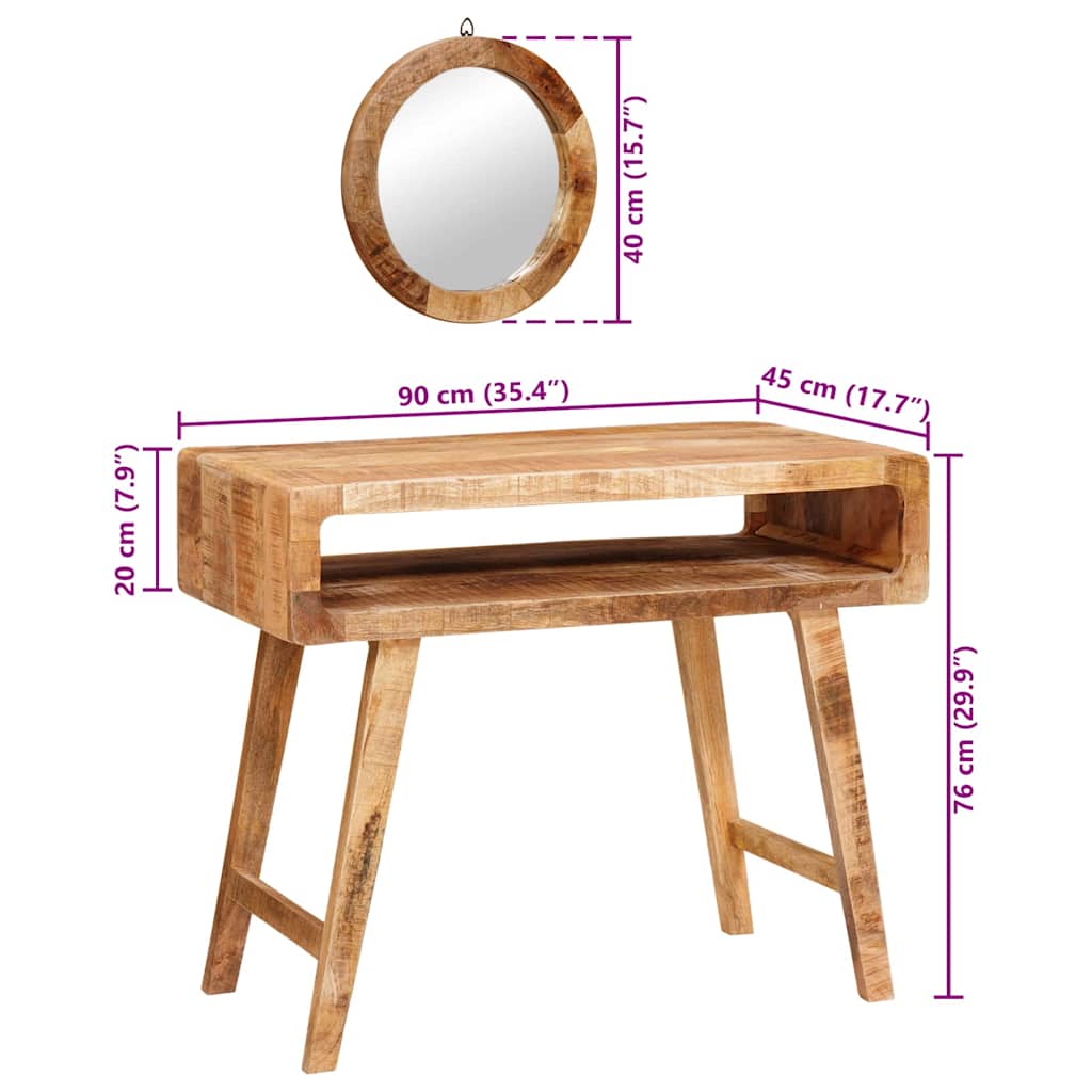 Dressing Table Brown 90 X 76 X 45 Cm Solid Mango Wood