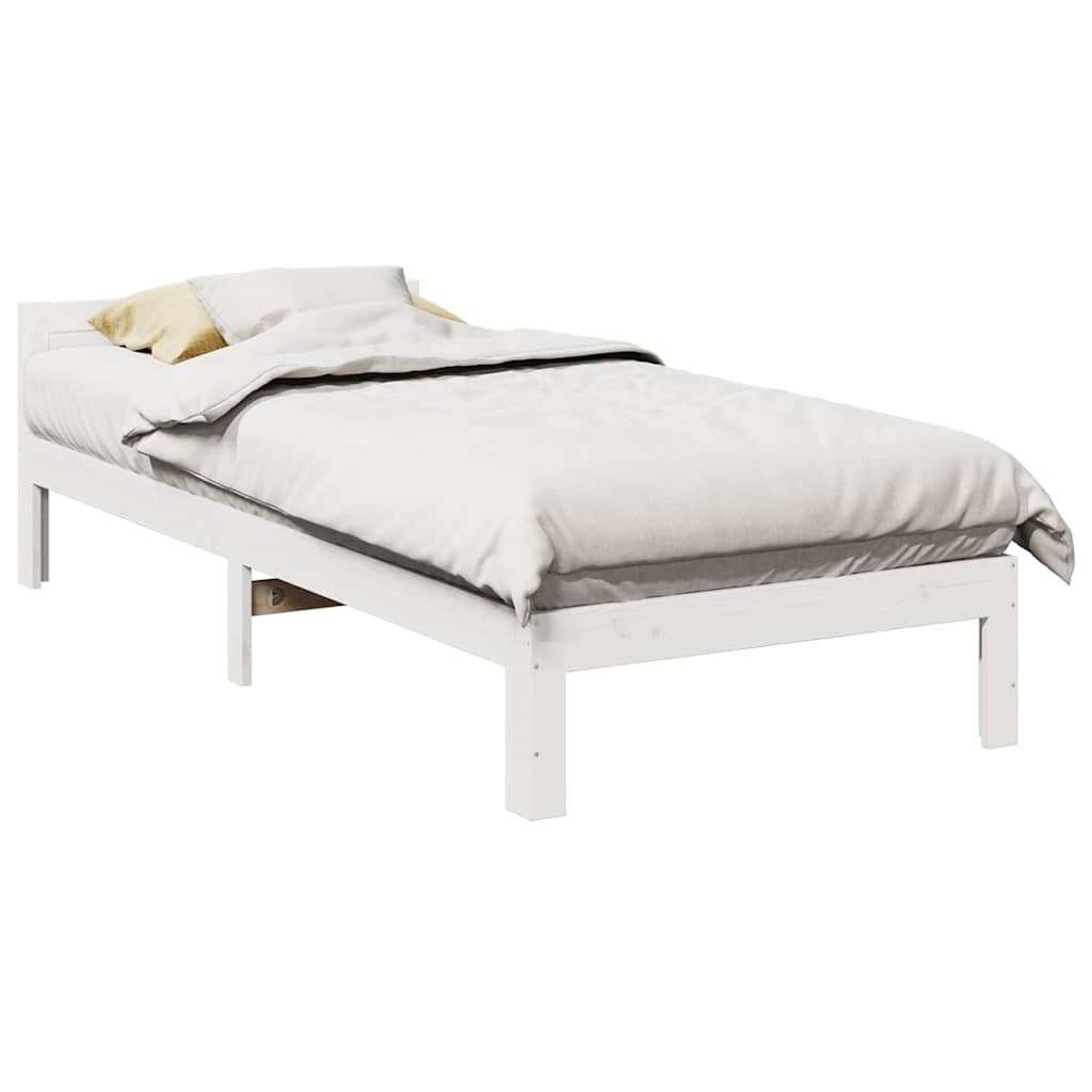 Bed Frame without Mattress White 90x200 cm Solid Wood Pine