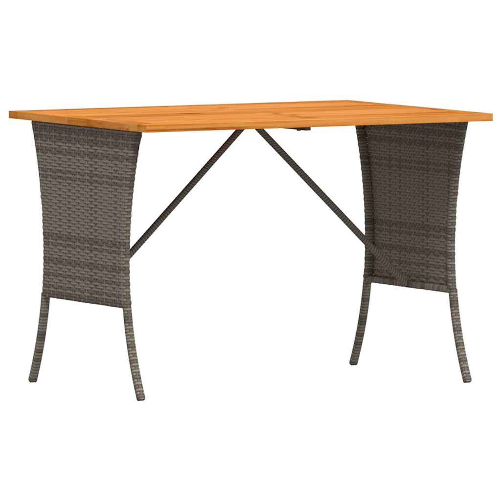 Garden Table with Acacia Wood Top Grey 105x75x72 cm Poly Rattan