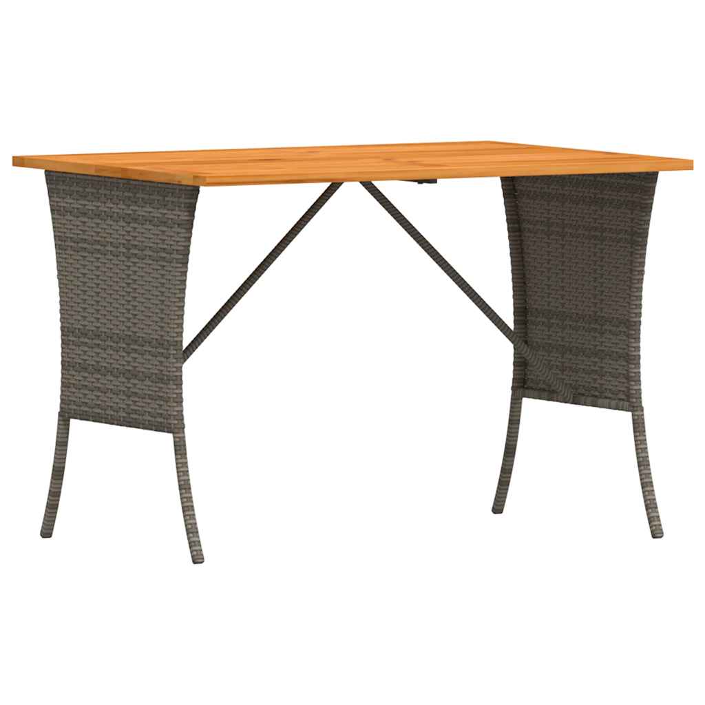 Garden Table with Acacia Wood Top Grey 105x75x72 cm Poly Rattan