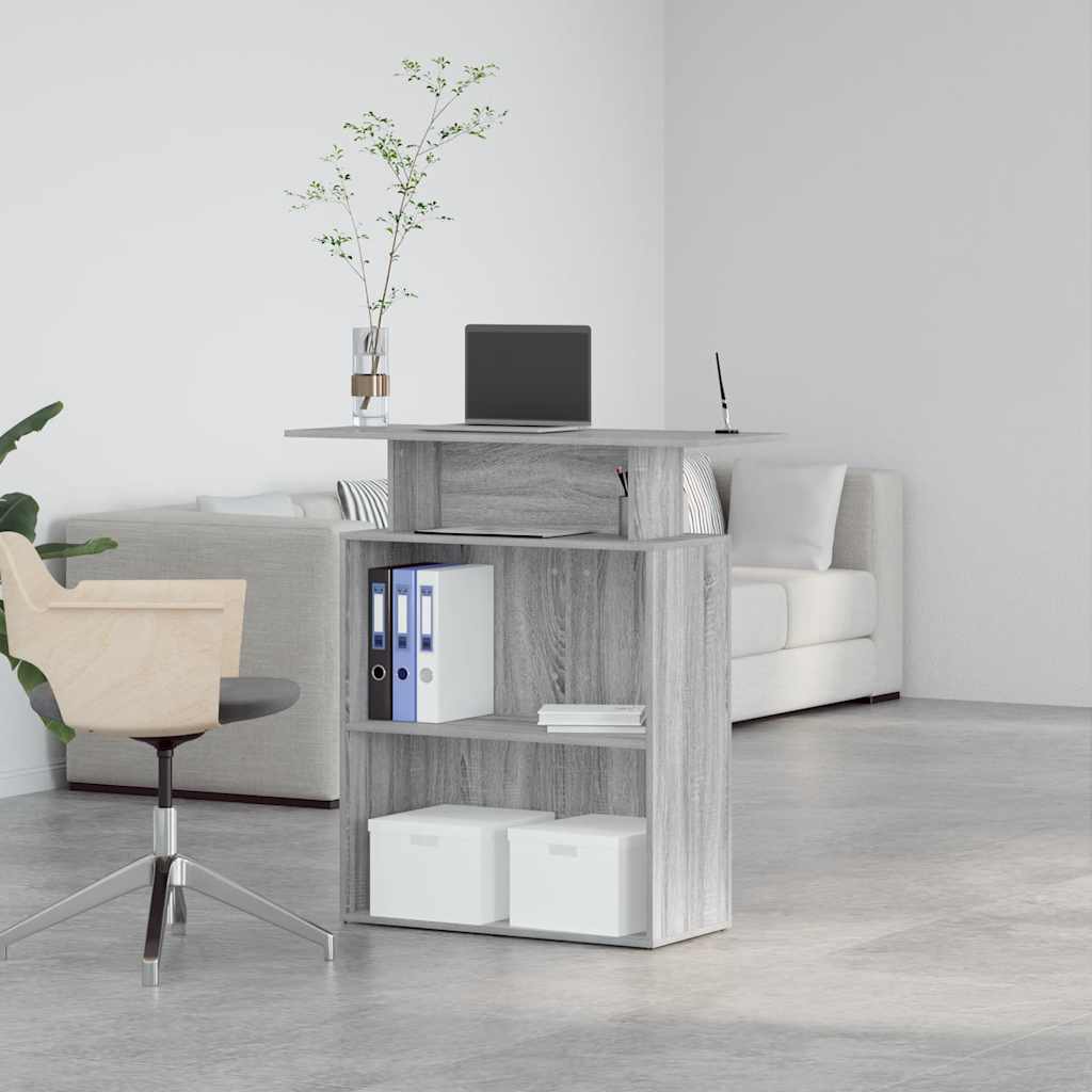 Reception Desk Grey Sonoma 100x40x104 cm Engineered Wood