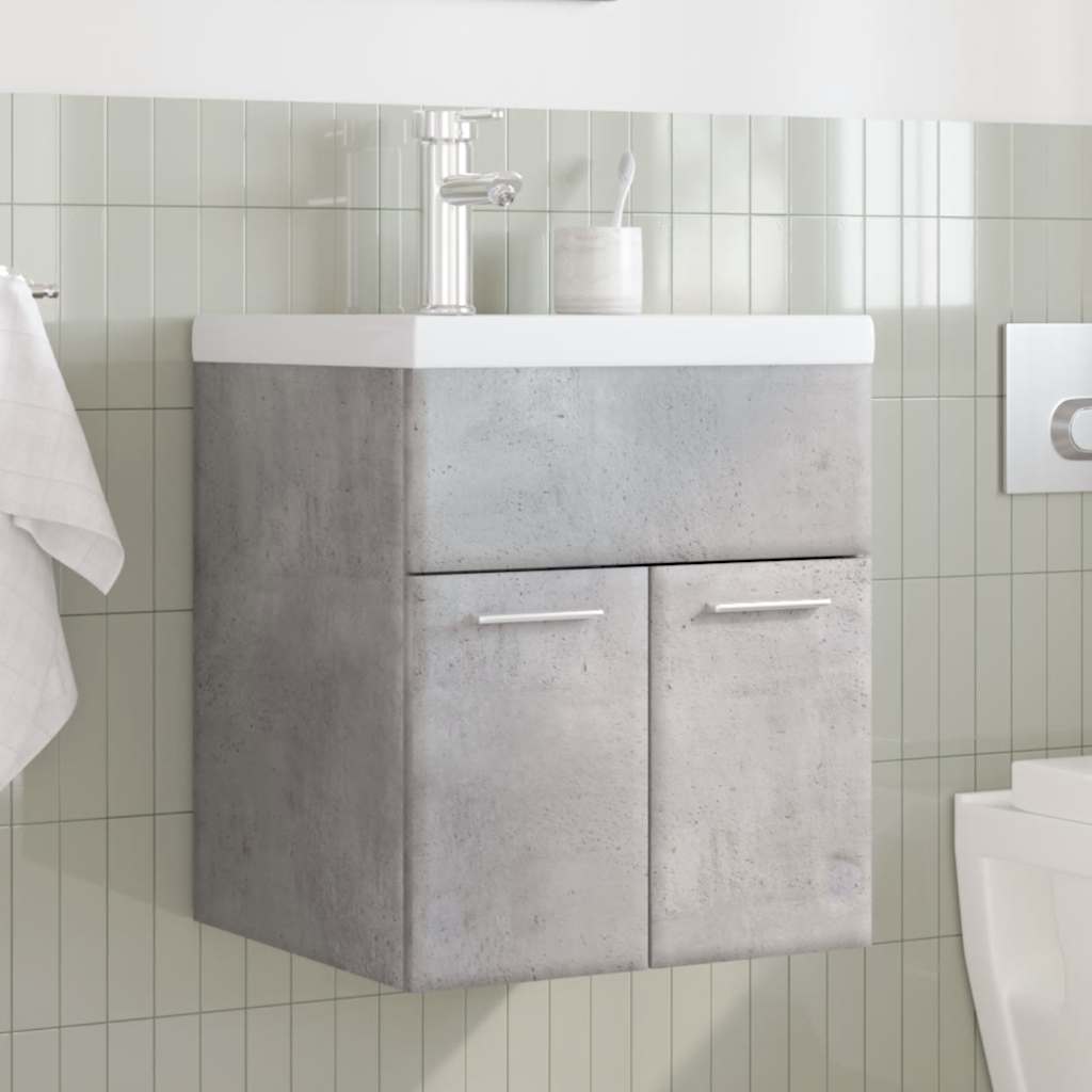 2 Piece Bathroom Furniture Set Concrete Grey Engineered Wood