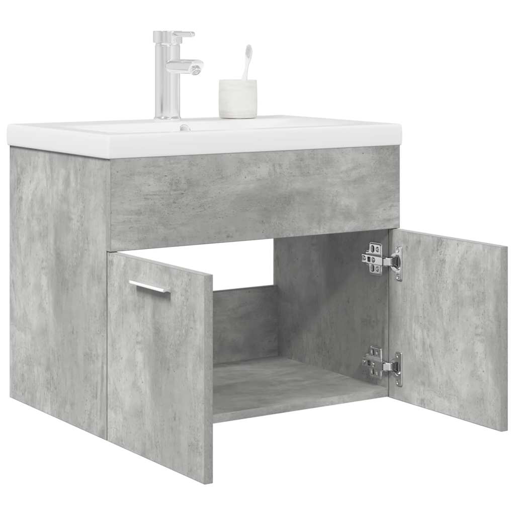 Bathroom Sink Cabinet with Built-in Basin and Faucet Concrete Grey
