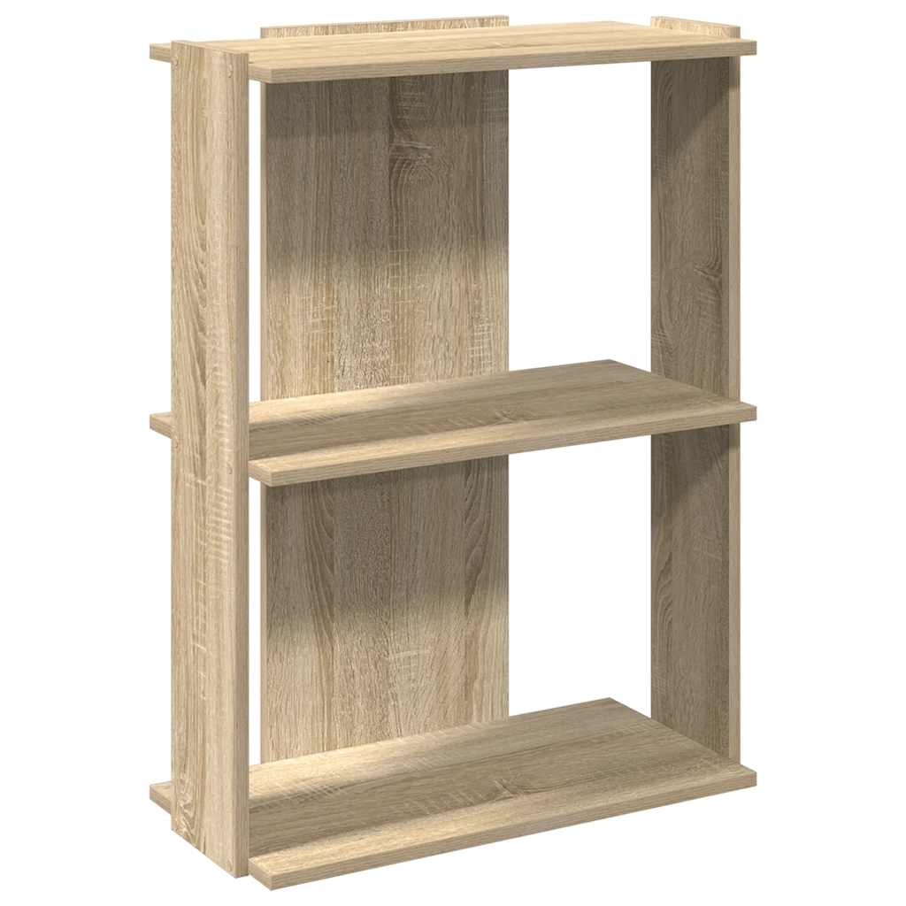 Bookcase 3-Tier Sonoma Oak 60x30x80 cm Engineered Wood