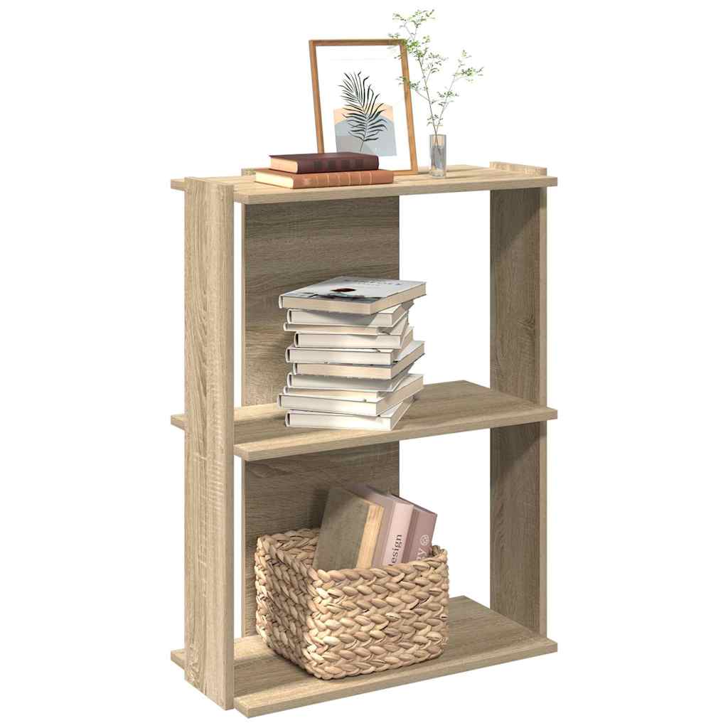 Bookcase 3-Tier Sonoma Oak 60x30x80 cm Engineered Wood