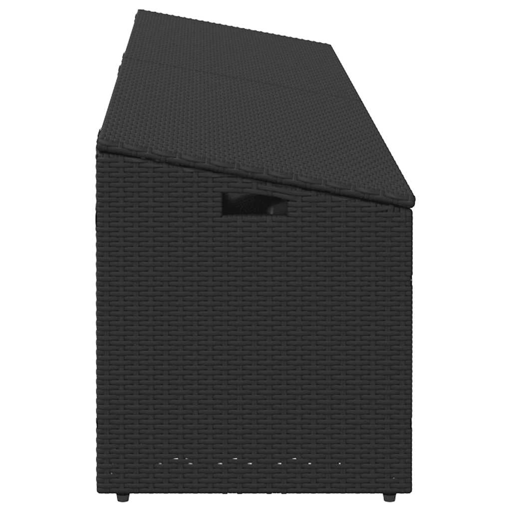 Garden Storage Box Black 220x50x58 cm Poly Rattan