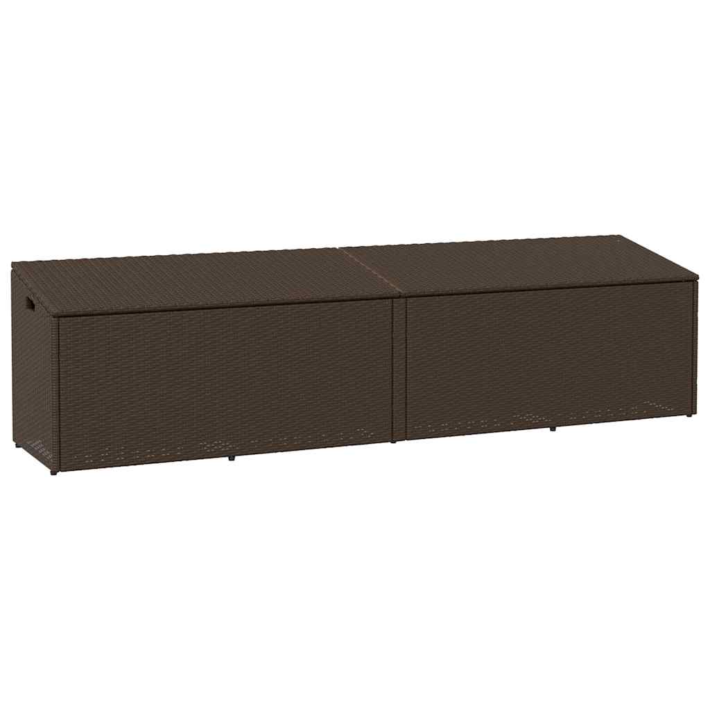 Garden Storage Box Brown 220x50x58 cm Poly Rattan