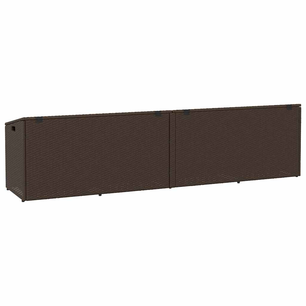Garden Storage Box Brown 220x50x58 cm Poly Rattan