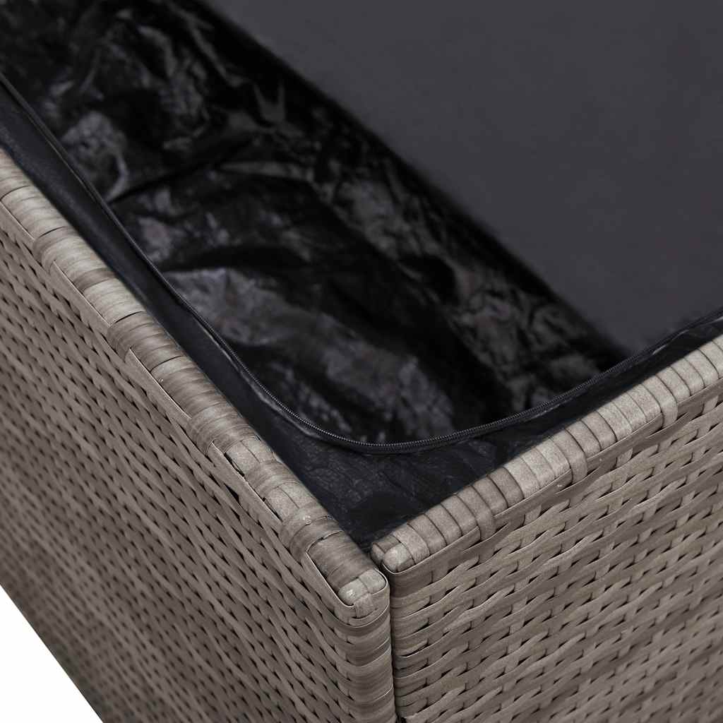 Garden Storage Box Grey 220x50x58 cm Poly Rattan