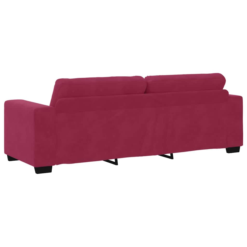 Sofa Set with Cushion 3 pcs Wine Red 221 x 78 x 80 cm Velvet